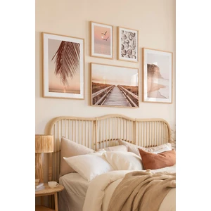 5 Parça Ahşap Çerçeve Görünümlü Mdf Tablo Seti