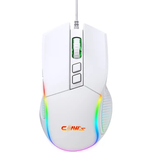 Crossfire V1 12800 Dpi Full Wide RGB Özel ABS Doku & Claw's Reflex Örgü Kablolu Gaming Mouse - Beyaz