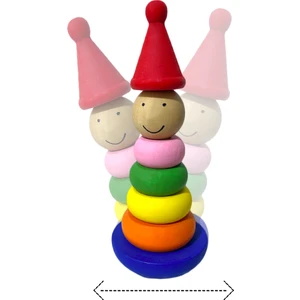 Eğitici Ahşap Oyuncak | Ahşap Hacıyatmaz Kule Halka Dizme Oyunu