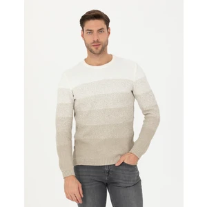Pierre Cardin Erkek Kum Melanj Slim Fit Bisiklet Yaka Triko Kazak 50278085-VR123