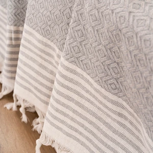 Dafne Moda Naturel Koltuk Örtüsü/şalı Açık Gri