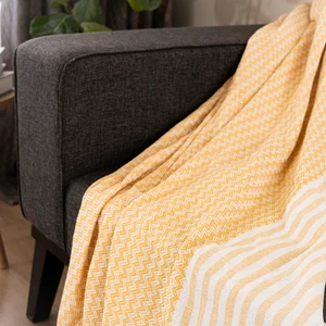 Dafne Moda Naturel Koltuk Örtüsü/şalı Hardal