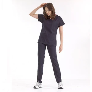 Çizgi Medikal Lacivert Lüks Likralı Üniforma Takımlar Yüksek Kaliteli Likralı Scrubs