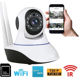 Kablosuz Güvenlik Wifi Ip Kamera Ev Gözetleme Kamerası Akıllı Yaşam Gece Görüşü  Hareket Sensörlü Nesne Takip Özellikli  64 GB Sd Kart Hediyeli