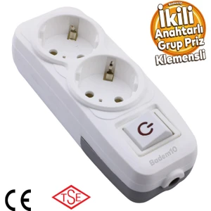 2'li Grup Priz Anahtarlı Klemensli Fiş Priz Topraklı Çoklu Grup Priz Çoğaltıcı İkili Kablosuz