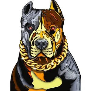 Quart Aksesuar 12 x 9 cm Altın Tasmalı Pitbull Sticker Motor Araba Kask Laptop Sticker
