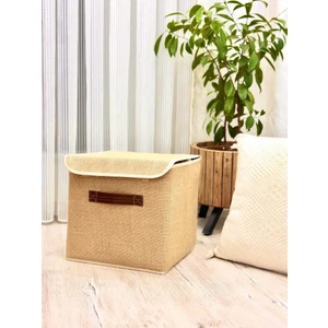 Aydev Home Collection Jüt Kapaklı Dolap Içi Çamaşır Oyuncak Düzenleyici Katlanır Saklama Kutusu 30X30X30 cm