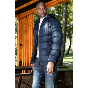 Peluş Astarlı Kapüşonlu Fermuarlı Slim Fit Şişme Mont Erkek Mont 5762010