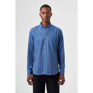 Regular Fit Paşa Yaka Kol İçi Apoletli Açık Mavi Erkek Gömlek GM23K232022_D33