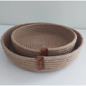 Home Decors By Özlem 2'li Hasır Sepet (25X5CM-20X5CM) Düzenleyici Dekorasyon Sunum Mutfak Banyo Organizer