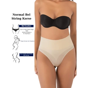 Emba Korse Kadın Siyah Renk Normal Bel String Korse Dikişsiz Fit Toparlayıcı Popo Külot Women