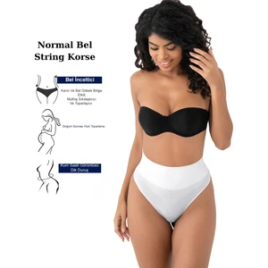 Emba Korse Kadın Siyah Renk Normal Bel String Korse Dikişsiz Fit Toparlayıcı Popo Külot Women