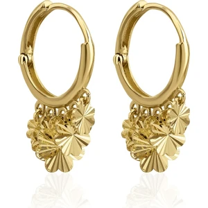 Fiyonk Kuyumculuk Fiyonk 14 Ayar Altın Halka Sallantılı Işıltılı Yonca Sıralı Küpe