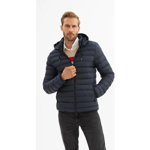Erkek Çıkarılabilir Kapüşonlu Basic Şişme Mont Lacivert - 32DNGR