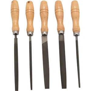 Ahşap Saplı Yüksek Karbonlu Çelik Eğe Seti Ahşap, Metal, Plastik Için Törpü Eğesi, 5 Parça (Çelik Eğe) (Yurt Dışından)