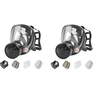 2x Tam Yüz Gaz Maskesi, Gaz Maskesi Hayatta Kalma Nükleer ve Kimyasal, 40MM Aktif Karbon Filtreli, Yeniden Kullanılabilir (Yurt Dışından)
