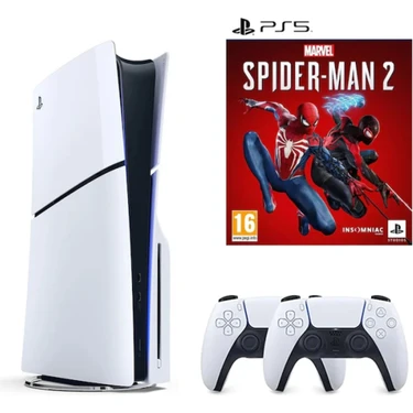 Sony Playstation 5 Slim Beyaz Renk 2 Kollu Kontrolcü ile PS5 Spider-Man 2 Oyun