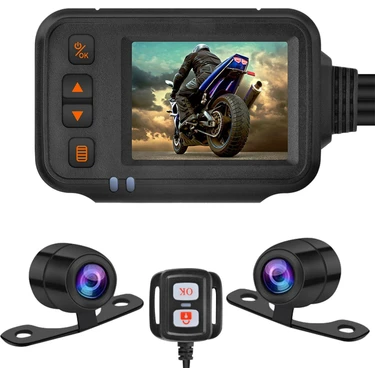 Talent Motosiklet Kamera Araç Kamerası, 2 Inç IPS Ekran 1080P + 720P Çift Ahd Bisiklet Dashcam