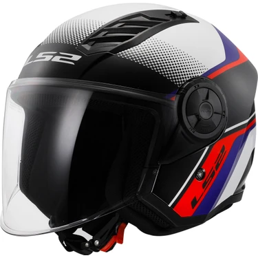 Ls2 Aırflow 2 Rush Beyaz-Mavi-Kırmızı Kask Polikarbon Malzeme ile ECE 22.06