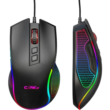 Claw's Crossfire V1 12800 Dpi Full Wide RGB Özel ABS Doku & Claw's Reflex Örgü Kablolu Gaming Mouse