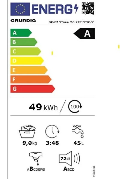 Gpwm 92644 Mg A Enerji Sınıfı 9kg 1200 Devir Çamaşır Makinesi Koyu Gri