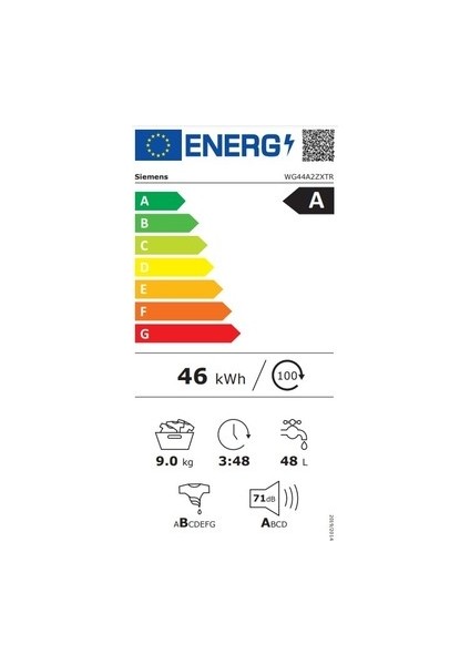 WG44A2Z0TR A Enerji Sınıfı 9 kg 1400 Devir Çamaşır Makinesi