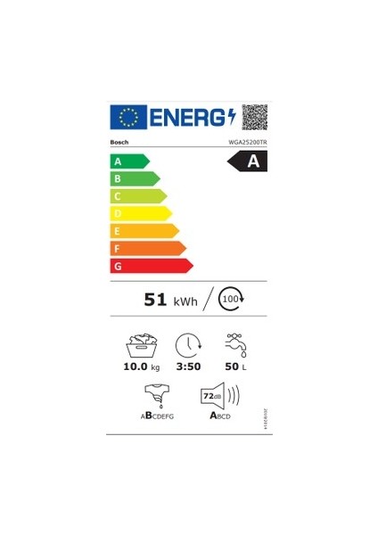 WGA252ZXTR A Enerji Sınıfı 10 kg 1200 Devir Çamaşır Makinesi