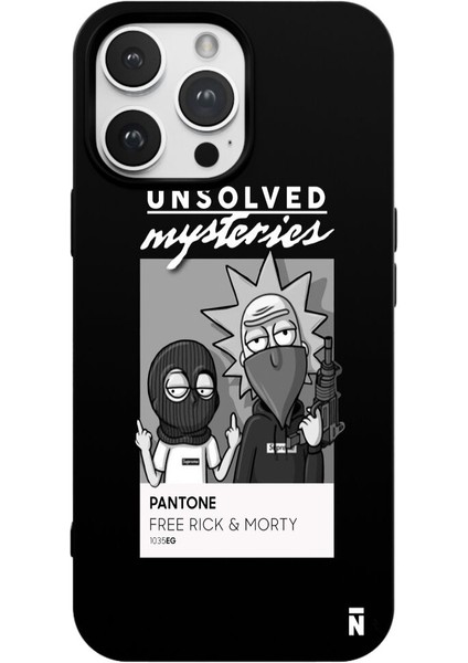 iPhone 15 Pro Max Rick And Morty Gizemli Pantone Siyah Renkli Silikon Telefon Kılıfı