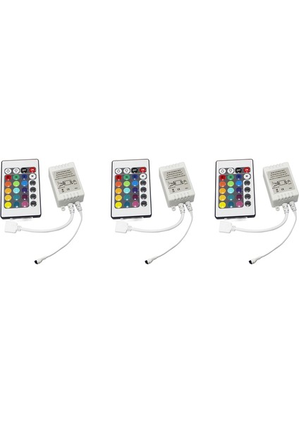 3x LED Rgb Kontrol Cihazı Steuerung Ir Fb 24 Tasten Weiss 12V (Yurt Dışından)