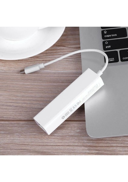 Usb-C USB 3.1 Tip C'den USB RJ45 Ethernet Lan Adaptörü Hub Kablosuna (Yurt Dışından)