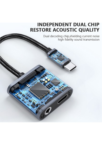 iPad Için 2'si 1 Arada Tip C Adaptör PD60W Hızlı 32BIT/384KHZ Dac Kulaklık (Yurt Dışından)