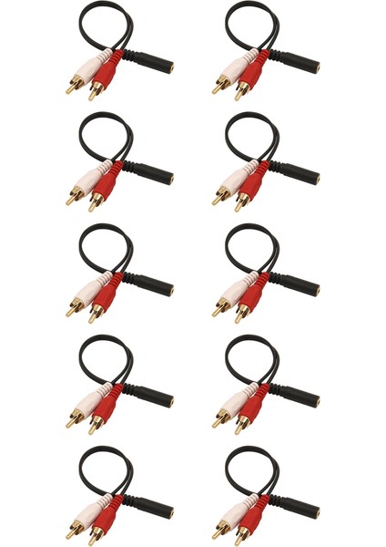 Dişi - 2 Rca Erkek Stereo Y Kablosu 10'lu Paket, Altın Kaplama Adaptör (Yurt Dışından)