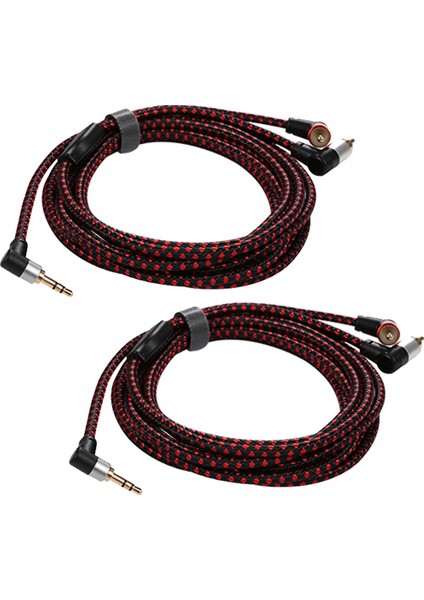 90 Derece 3.5mm Erkek - 2 Rca Aux Y Mikrofon Fişi Dizüstü Bilgisayar Için 2m (Yurt Dışından)