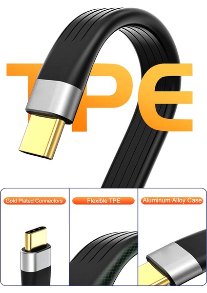 4K Usb-C 3.1 Gen 2 Kablo Video Senkronizasyon Şarj Kablosu Pd 60W 4K Video (Yurt Dışından)
