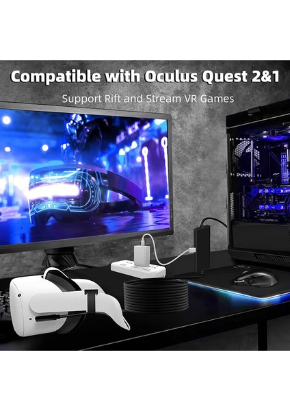 Oculus Quest 2/pro Için Vr Bağlantı Kablosu, USB 3.0 Tip A'dan C'ye Kablo (Yurt Dışından)