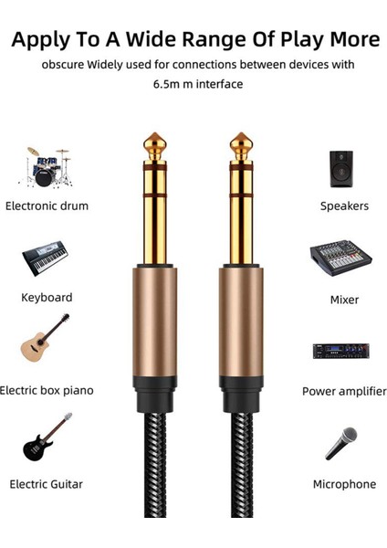 Gitar Mikser Amplifikatörü 1.8m Için Örgülü 6.5mm Jack Ses Kablosu (Yurt Dışından)