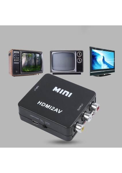 5x Mını HDMI - 3rca Cvbs Kompozit Video Av Dönüştürücü Adaptör Siyah (Yurt Dışından)