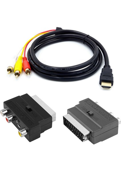 1080P HDMI Uyumlu Erkek Av Kablosu, Scart'tan 3 Rca Fono Adaptörüne (Yurt Dışından)