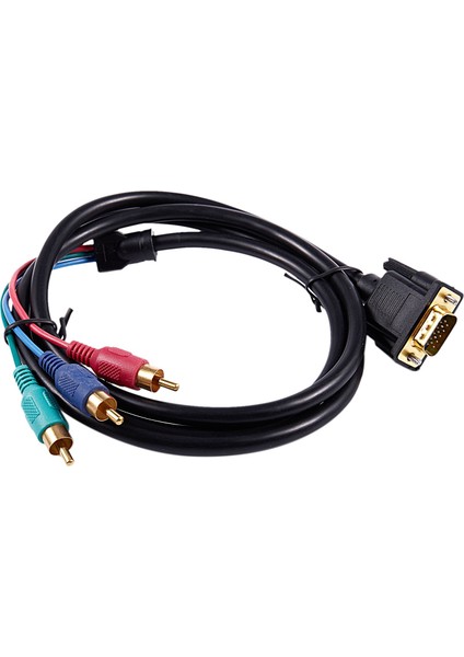 1.5m 4.9ft VGA 15 Pin Erkek - 3 Rca Rgb Erkek Video Kablosu Adaptörü Siyah (Yurt Dışından)