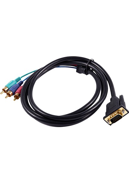 1.5m 4.9ft VGA 15 Pin Erkek - 3 Rca Rgb Erkek Video Kablosu Adaptörü Siyah (Yurt Dışından)