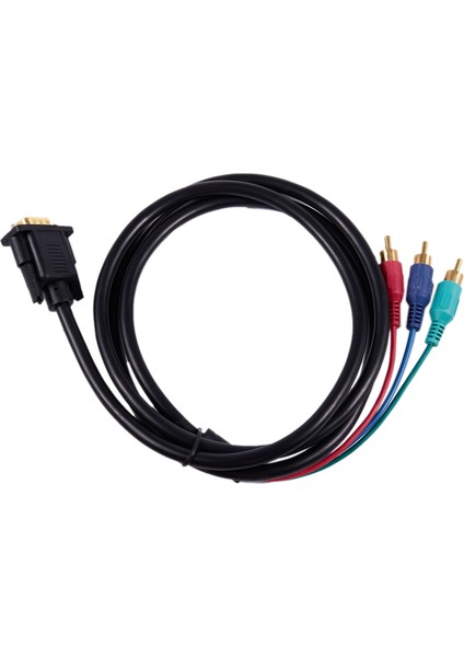 1.5m 4.9ft VGA 15 Pin Erkek - 3 Rca Rgb Erkek Video Kablosu Adaptörü Siyah (Yurt Dışından)