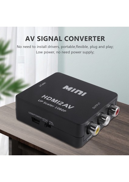 Mını HDMI - 3rca Cvbs Kompozit Video Av Dönüştürücü Adaptör Siyah (Yurt Dışından)