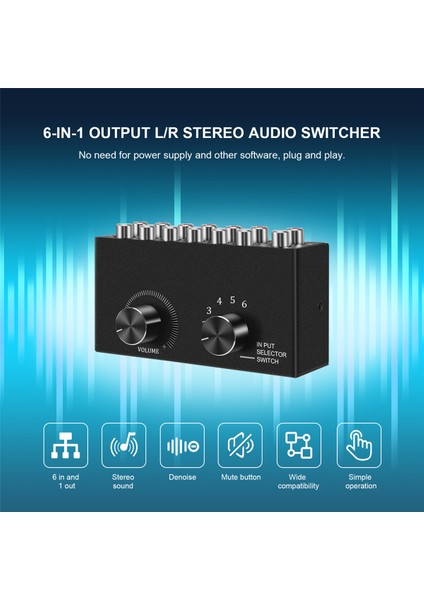 Sessiz Düğmeli 6'sı 1 Çıkışlı Sol / Sağ Stereo Ses Değiştirici (Yurt Dışından) fırsatları