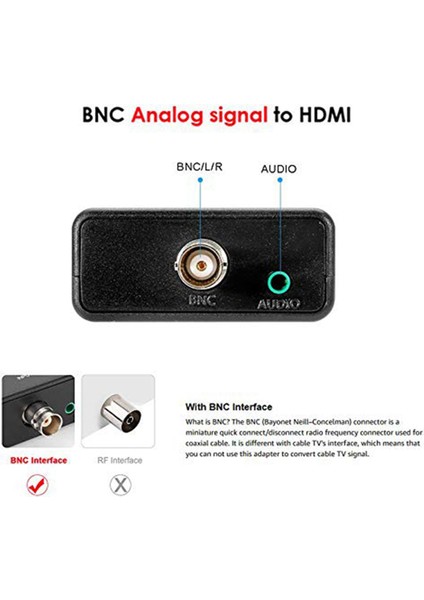 Bnc - HDMI Dönüştürücü Adaptör Dişi Cvbs Bnc HDMI Koaksiyel 1080P Çıkışı (Yurt Dışından)