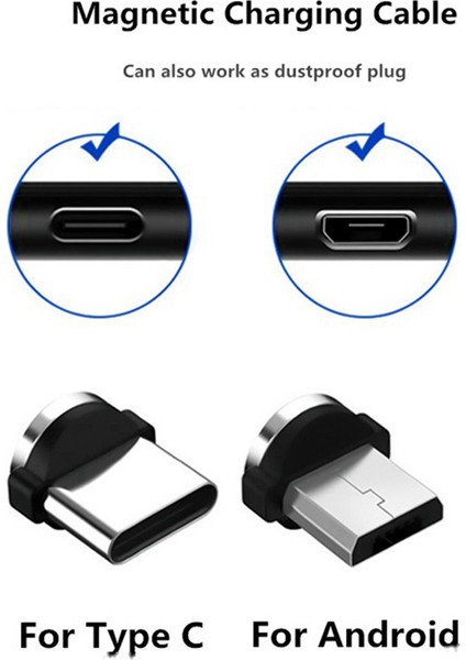 USB Manyetik Şarj Kablosu 540° Dönebilen Telefon Şarj Cihazı (6,6ft) (Yurt Dışından)