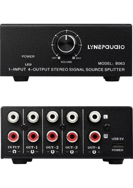 1'i 4 Çıkışlı Stereo Sinyal Kaynağı Ayırıcı Sinyal Çıkışı Rca Arayüzü (Yurt Dışından)