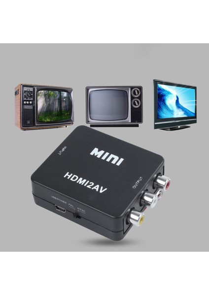Mını HDMI - 3rca Cvbs Kompozit Video Av Dönüştürücü Adaptör Siyah (Yurt Dışından)