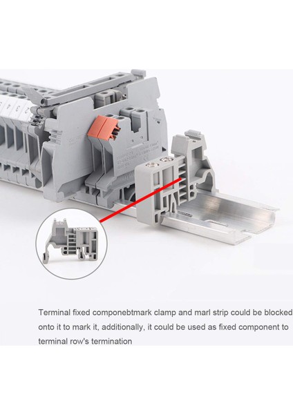 E/ingiltere Din Raylı Terminal Blokları Uç Durdurucu Braketi Gri (100'LÜ Paket) (Yurt Dışından)
