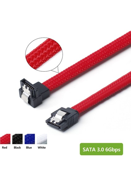 50CM Sata 3.0ııı Sata3 7pin 6gb/s Veri Kablosu, Naylon Kollu(Kırmızı) (Yurt Dışından)