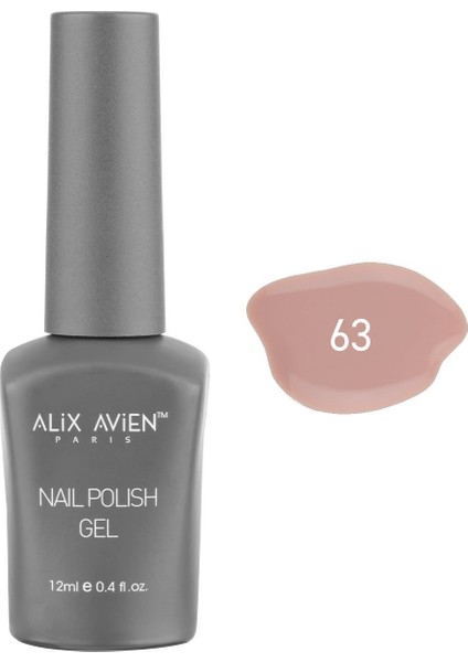 Bej Nude Kalıcı Oje 63-Yoğun Renk Veren Jel Oje 12 Ml-Nail Uv Gel Polish 63